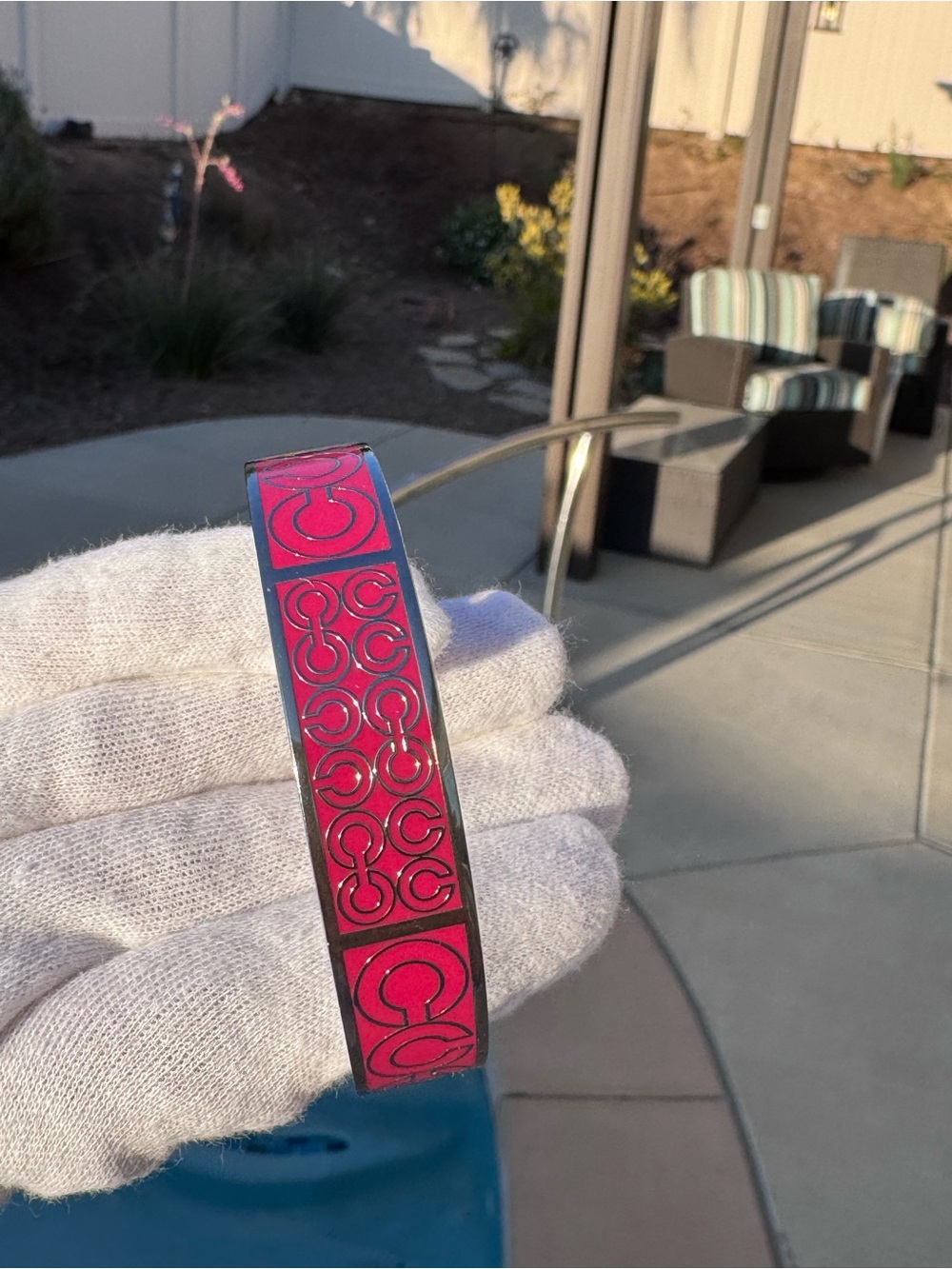 Coach hot pink bangle bracelet 7 1/2 - Picture 8 of 14